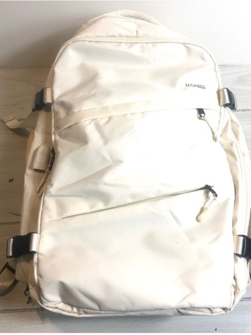 Homiee Women's Cream White Laptop Backpack Travel College School Rucksack Bag